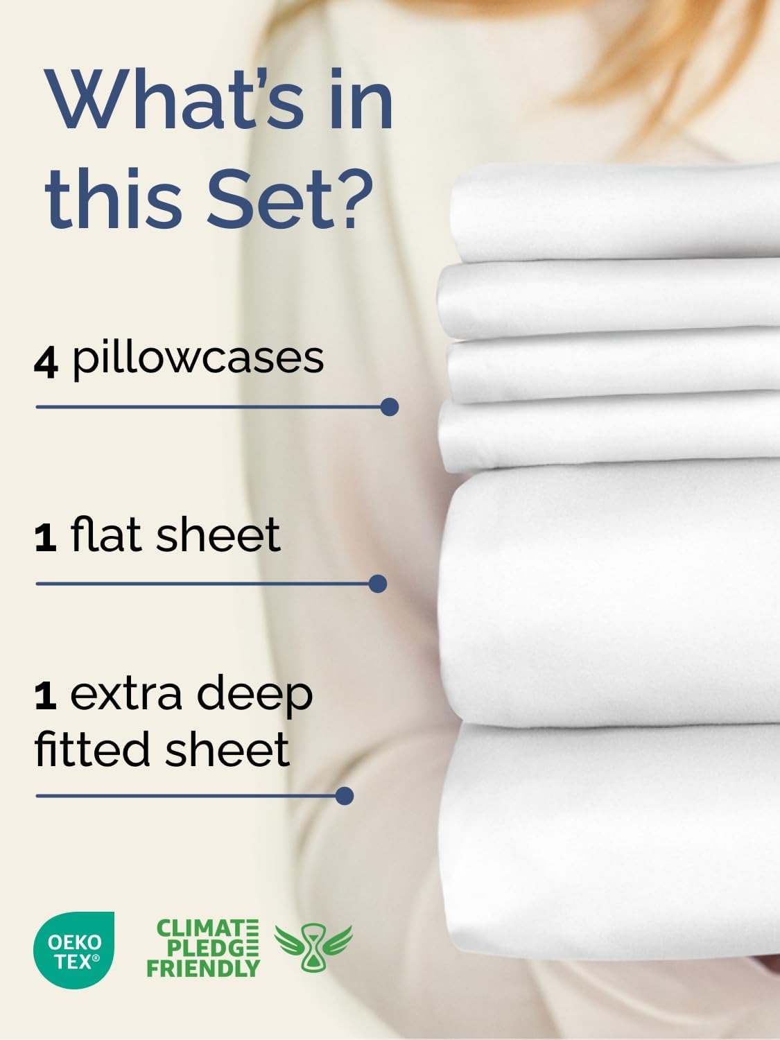 Skiennix Extra Deep Full Sheet Set | 6-Piece Breathable Cooling Bedding - Soft, Wrinkle-Free White Sheets