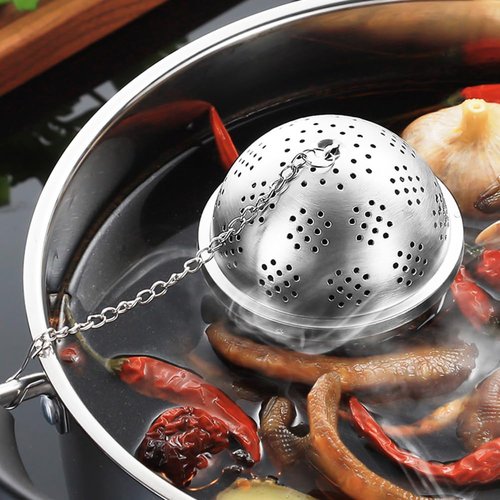 Spice Ball Extra Large for Cooking, Tea Infuser, Stainless Steel Tea Ball Strainer Spice Infuser, Soup Seasonings Seperation Basket with Extended Chain Hook for Brewing Tea Spices Seasonings