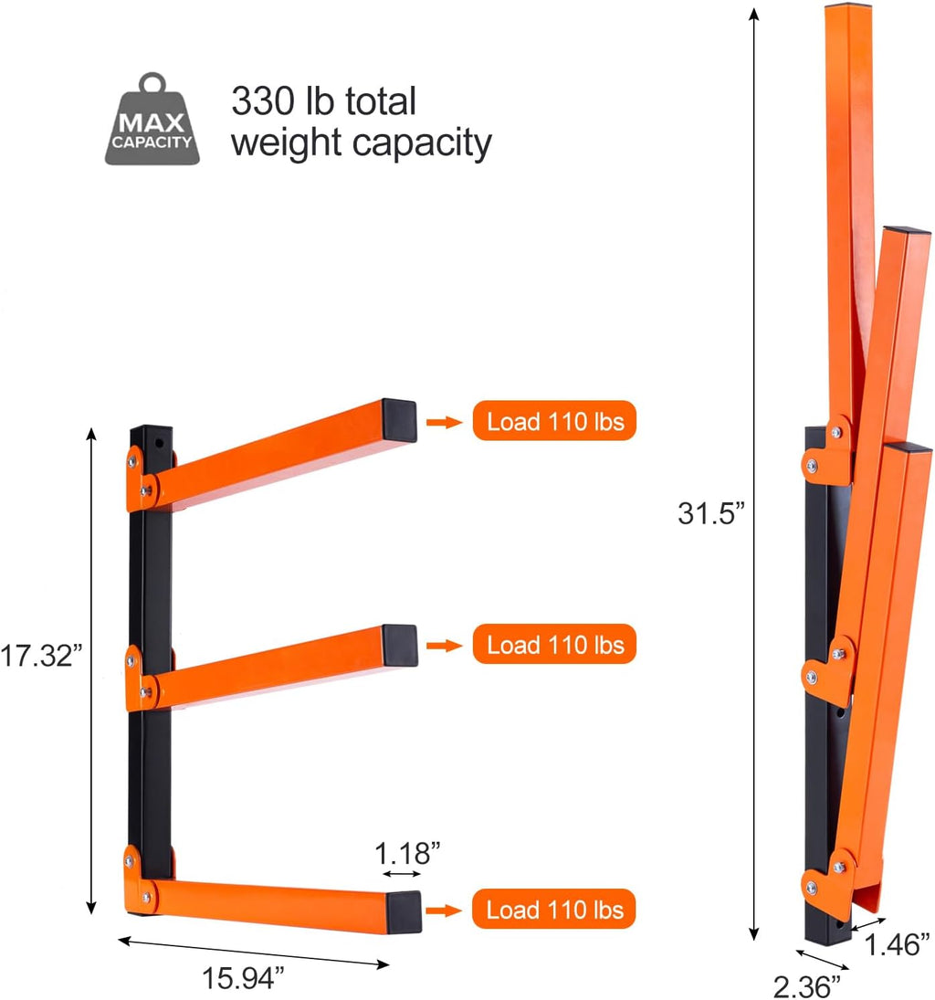 Ultrawall Wall Mount Wood Organizer - 3-Level Lumber Storage Rack for Indoor & Outdoor Use | 2 Pack