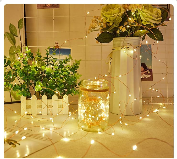 Skiennix LED Fairy Lights - Waterproof Battery Operated String Lights for Indoor/Outdoor Decor | 33FT, Warm White, 100 LEDs