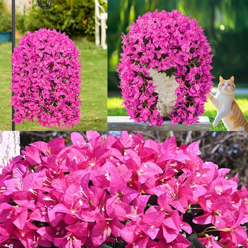 Siyaluens Purple Bougainvillea Artificial Flowers 2 Pcs Outdoor Garden Decor