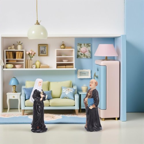 Alipis Resin Nun and Priest Sculptures - Miniature Catholic Ornaments for Table Decor | 2pcs Set