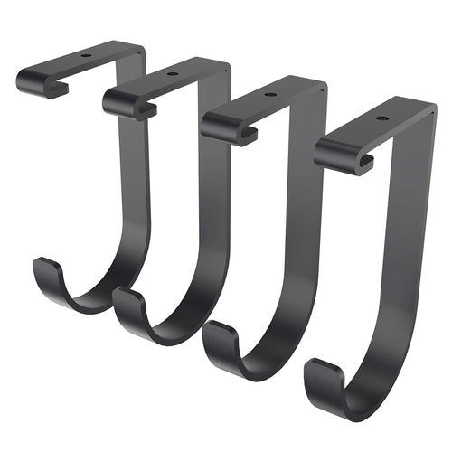 FLEXIMOUNTS 4 Pack Add On Storage Flat Hook Accessory for Garage Ceiling Rack and Wall Shelving, Max Weight Capacity up to 50lbs, Black