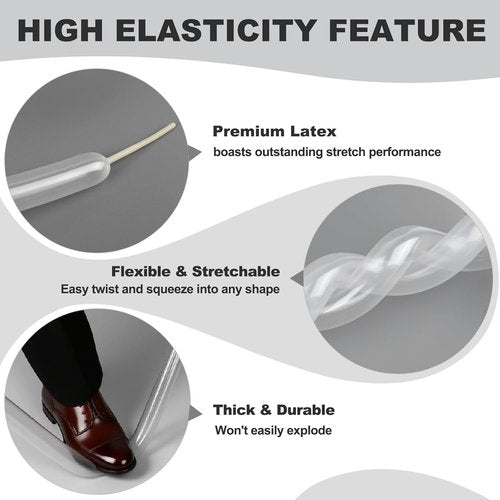 Clear 260 Balloons | 100 Pcs Thick Latex Long Twisting Balloons for Arches & Party Decor