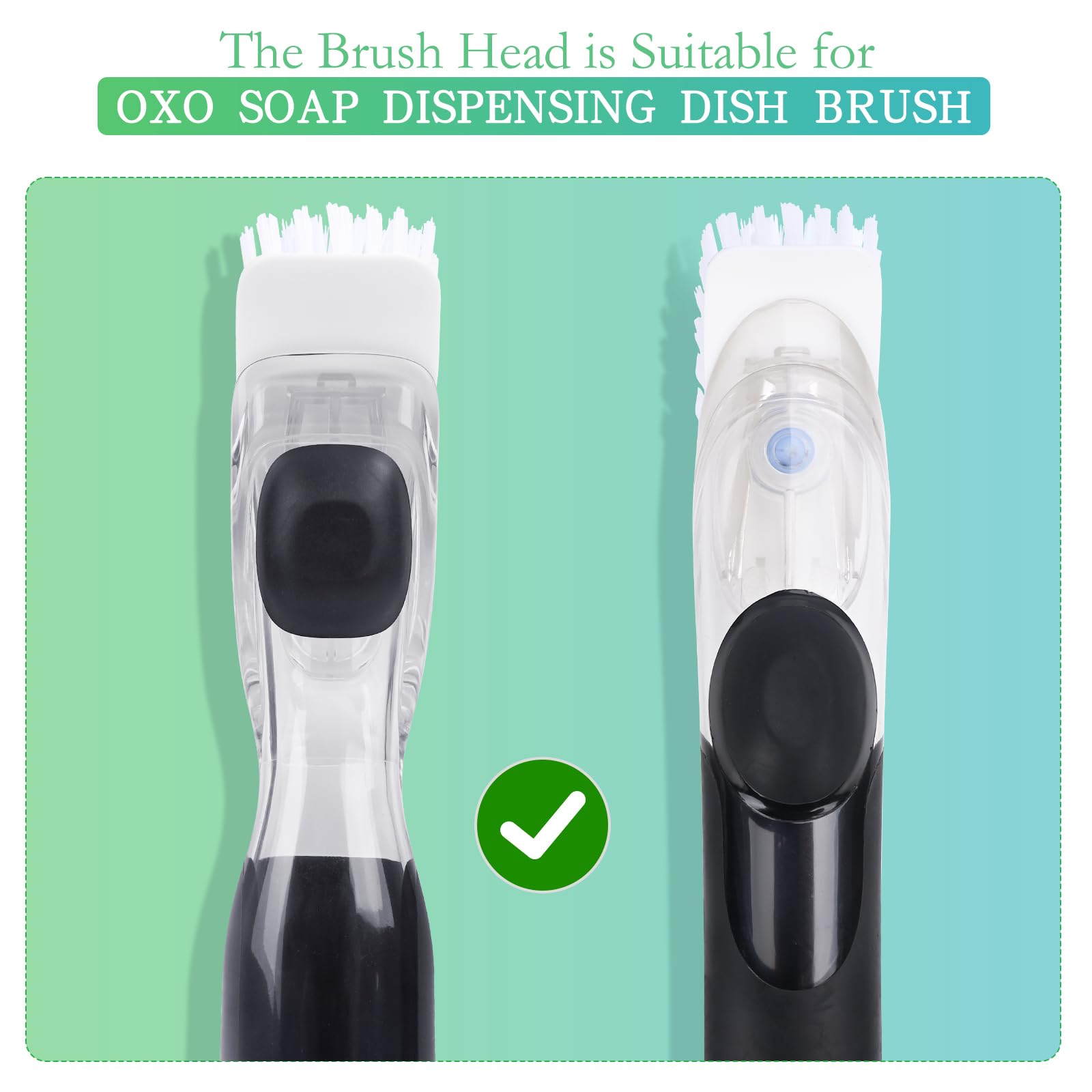 New Brush Refills for OXO New Soap Dispensing Dish Brush - 4 Pack Dish Brush Cleaning Soap Dispensing Head Replacement for Scrubber