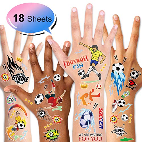 Konsait Football Temporary Tattoos 142 Pcs Soccer Party Favors
