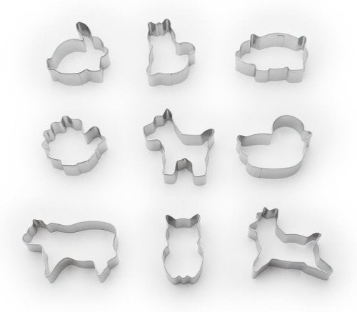 Fox Run Mini Animal Cookie Cutters - Metallic Design, Perfect for Baking Fun | 0.75 x 1.5 x 1 Inches