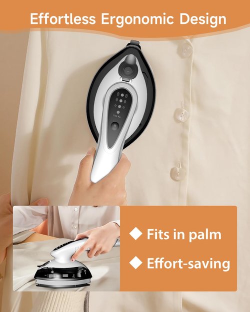 Portable Steam Iron for Clothes, 1100W, 20g/min Steam Flow, 120ML Large Tank, 25s Fast Heat Up, Ceramic Soleplate, 5.8Ft Cord, Small Iron for Travel, Home Use