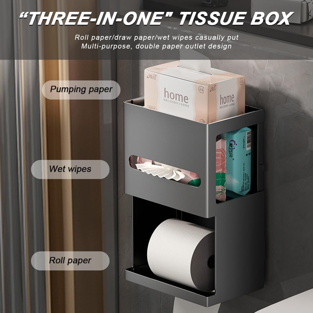 Skiennix Toilet Paper Holder - Multifunctional Stainless Steel Dispenser with Phone Shelf