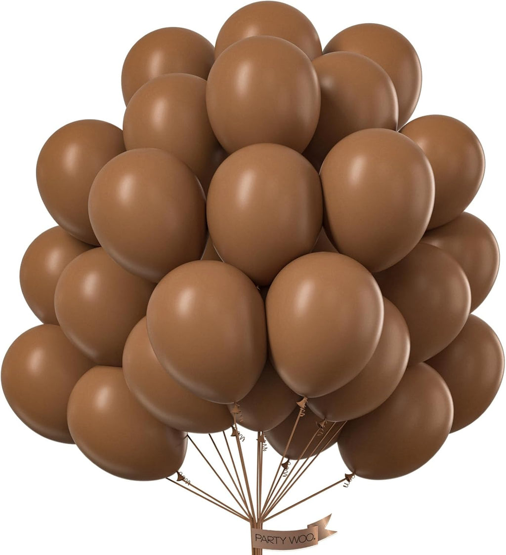 PartyWoo Brown Balloons - 50 Pcs 12 Inch Latex Helium Balloons for Baby Shower & Birthday Decor