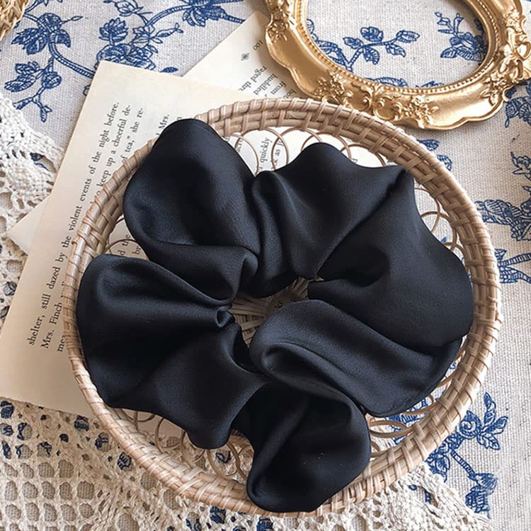 Black Mulberry Silk Hair Scrunchie 100% Pure Real Silk for Healthy Hair