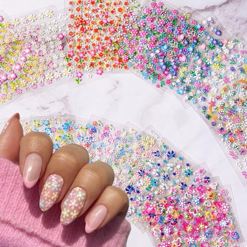 30 Sheets Floral Nail Art Stickers 3D Self-Adhesive Flower Decals