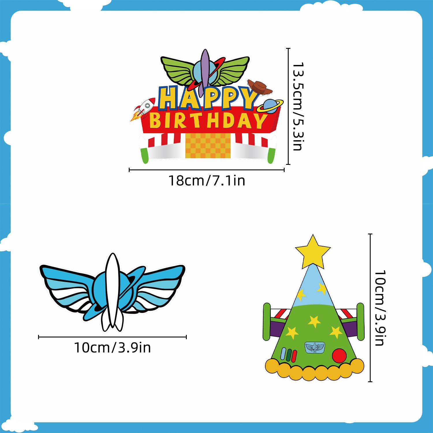 130pcs Story Birthday Party Decorations Tableware Set for 20 Guests Include Banner, Cupcake Topper, Cake Topper,Paper Plates,Napkins and Cups,Plastic Tablecloth and Forks,Latex Balloons