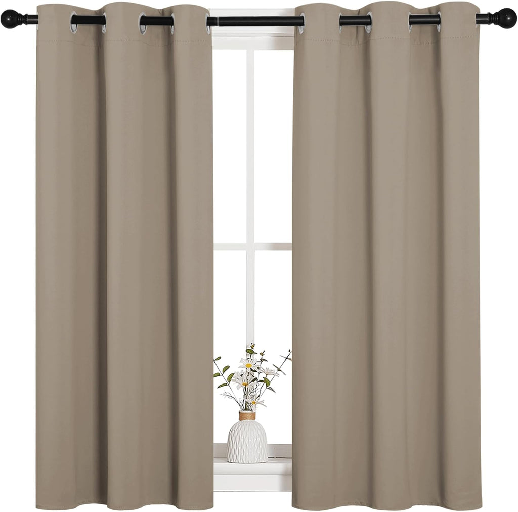 NICETOWN Blackout Curtain Panels - Thermal Insulated Draperies | Solid Taupe, 34x45 Inches (1 Pair)