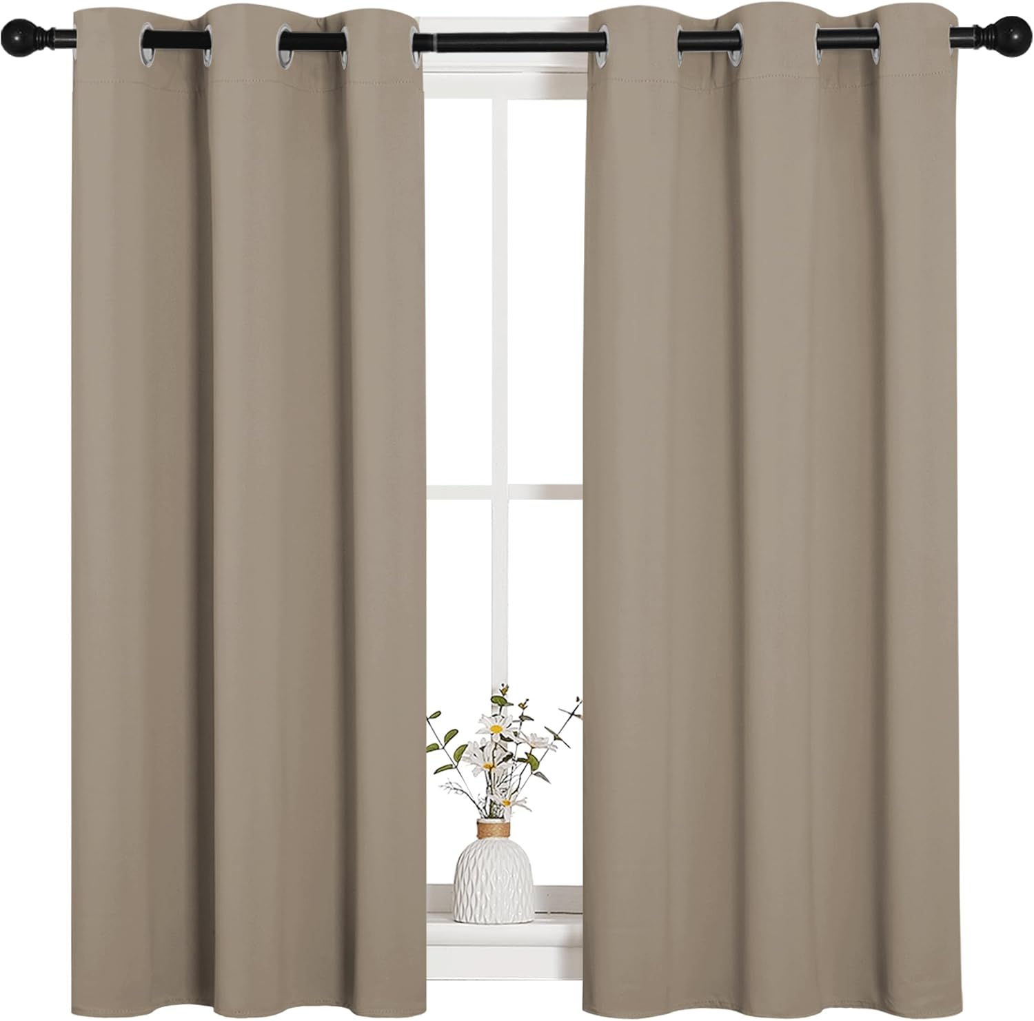 NICETOWN Blackout Curtain Panels - Thermal Insulated Draperies | Solid Taupe, 34x45 Inches (1 Pair)
