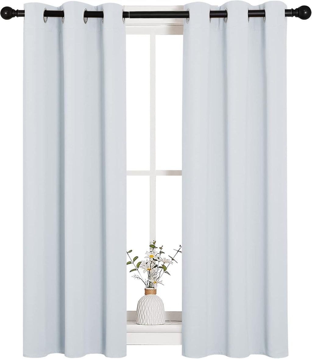NICETOWN Room Darkening Curtains - Thermal Insulated Grommet Drapes, 2 Panels, 29" x 40", Greyish White