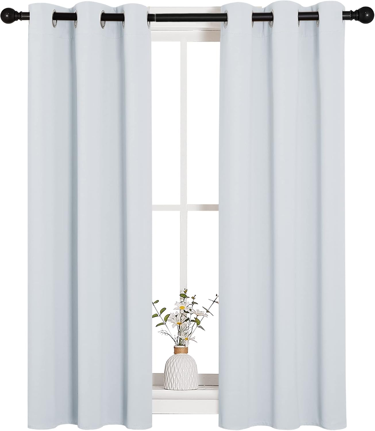 NICETOWN Room Darkening Curtains - Thermal Insulated Grommet Drapes, 2 Panels, 29" x 40", Greyish White