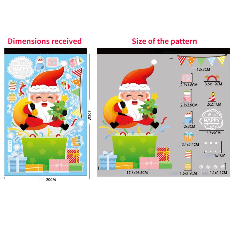 Christmas Window Cling Stickers - 159 PCS Reusable Snowflake & Santa Decals