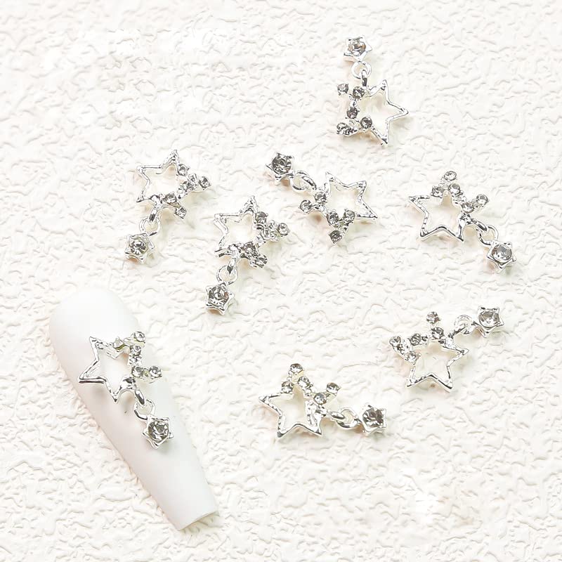 Kachimoo 3D Star Nail Charms, 20-Piece Rhinestone Alloy Nail Art Jewels