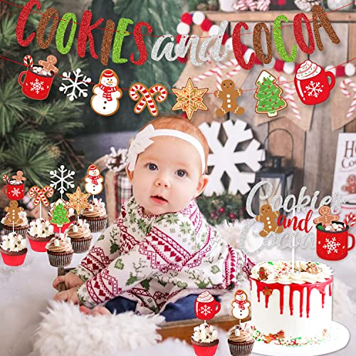 Christmas Cookies and Cocoa Party Decorations Set Banner Balloons Toppers