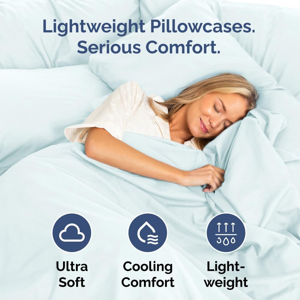 Queen Pillow Cases by [Brand Name] - Ultra Soft Hotel Quality Covers | Wrinkle-Free, Stain Resistant - 10 Piece Set in Ice Blue