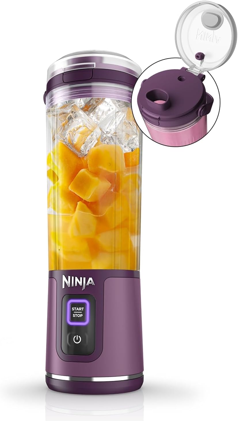 Ninja BC151PR Blast Portable Blender - Cordless 18oz Personal Blender for Smoothies & Shakes | BPA-Free, Leakproof Lid, USB-C Rechargeable