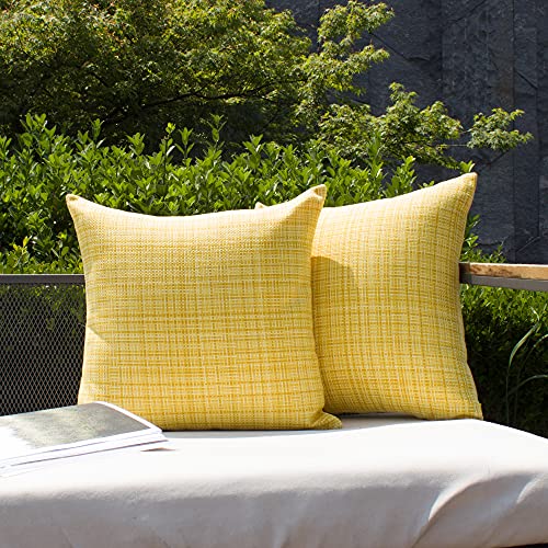 Kevin Textile Outdoor Waterproof Pillow Covers, 18x18 Inch, Yellow (2 Pack)
