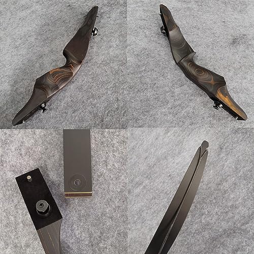 60" Black Hunter Takedown Recurve Bow 20-60 Lbs Traditional Wood Right Handed Bow American Hunting Longbow for Hunting Target Practice (Black Brown, 40 Lbs)