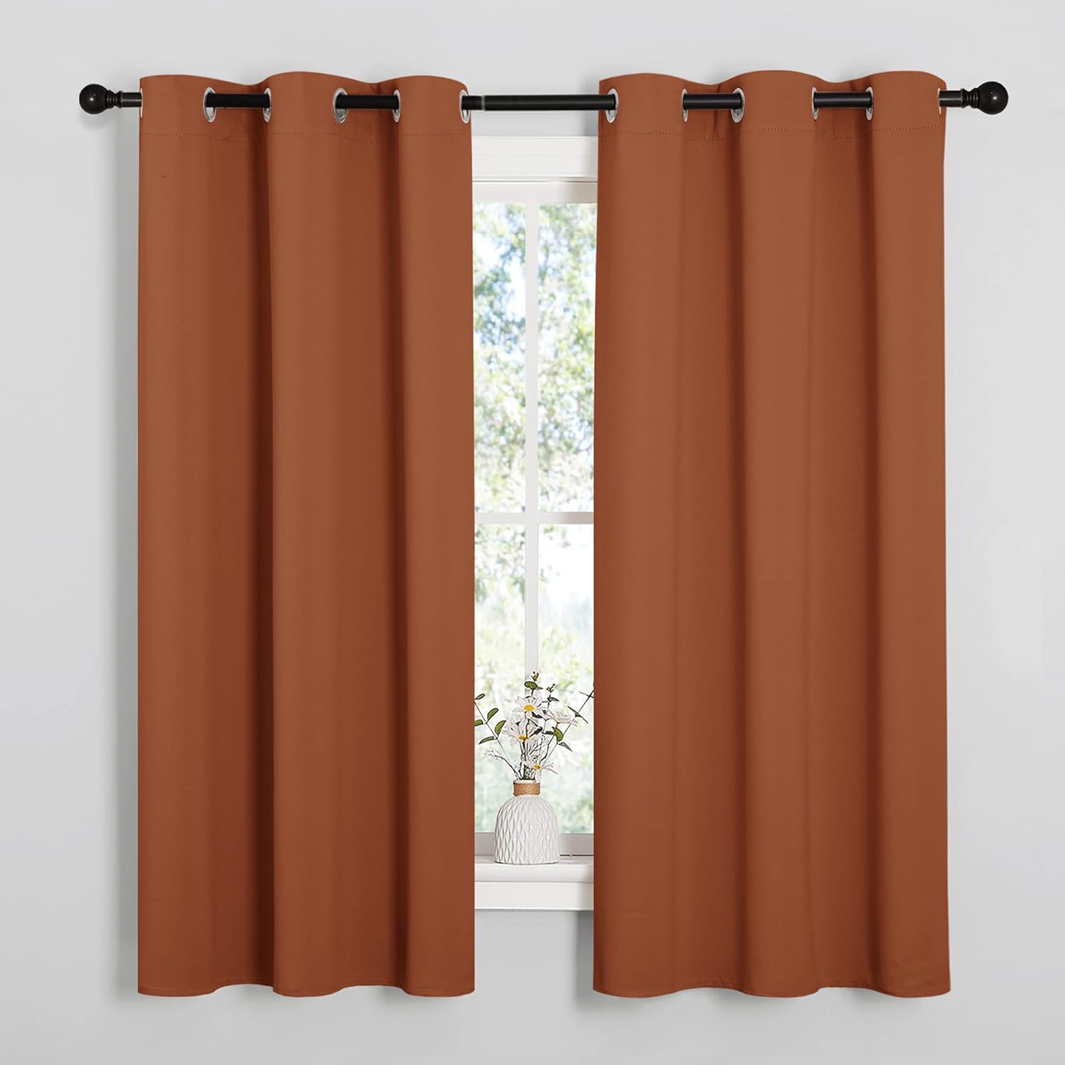 NICETOWN Blackout Curtains - Thermal Insulated Privacy Drapes for Windows | Burnt Orange, 42 x 63 Inches