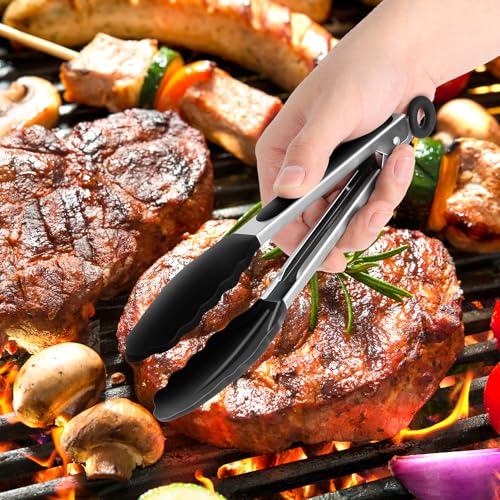 JIDSPWLS 2 Pack Premium Stainless Steel Kitchen Tongs, 9'' & 12''