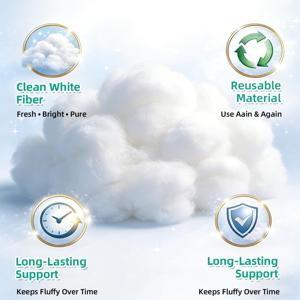 Welacer Polyfill Stuffing - Fluffy Pillow Filling for DIY Plush Toys & Cushions | 36.8oz Premium White Polyester