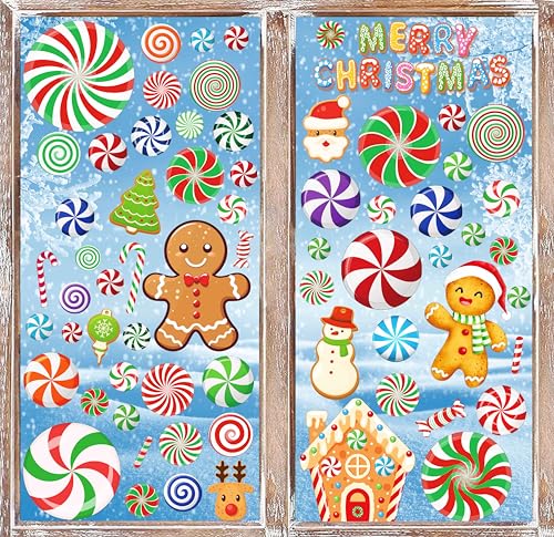 Christmas Candy Window Decals & Stickers - Holiday Holiday Decorations for Glass & Walls