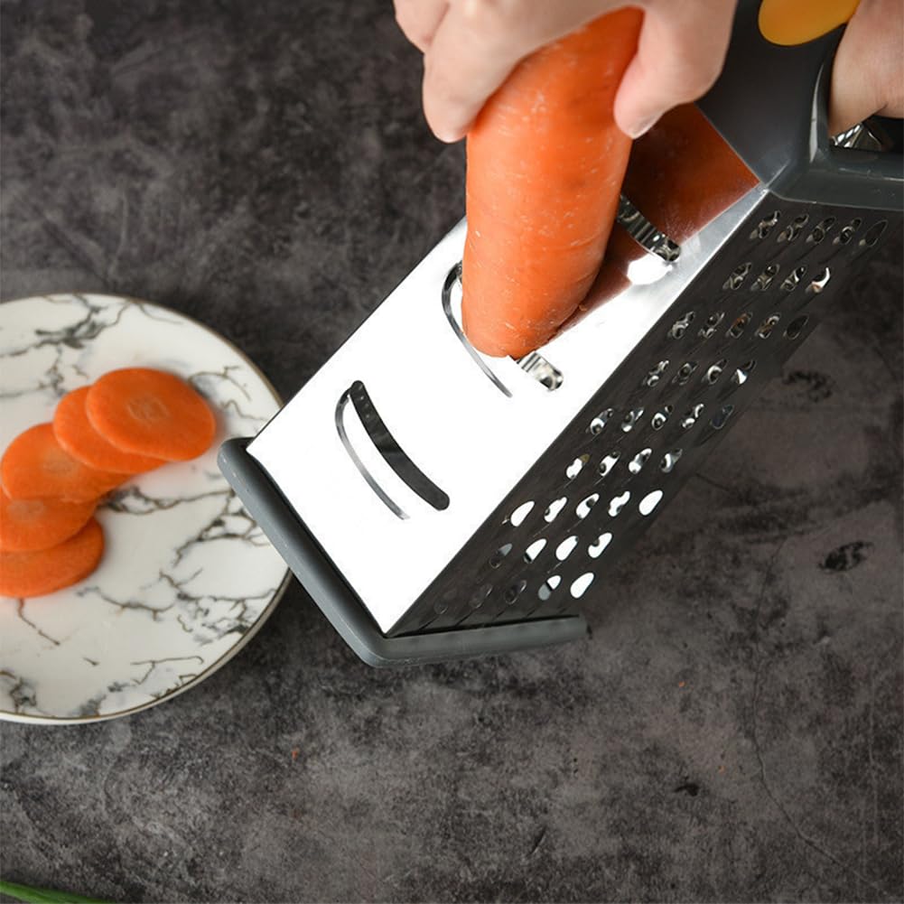 Cheese Grater, 4-Sided Box Grater with Handle, Stainless Steel Graters, Vegetable Slicer, Kitchen Food Shredder for Grate Cheeses, Shred Veggies Kitchen Gadgets Tools(9.25inch)