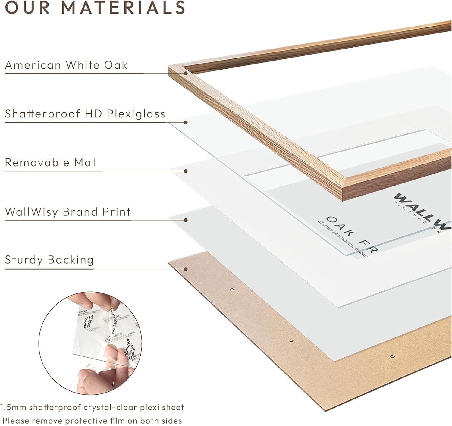 Solid Oak Picture Frame by [Brand Name] - 8.5x11 with Mat for 6x8 Opening | Natural Wood for Wall/Table Display