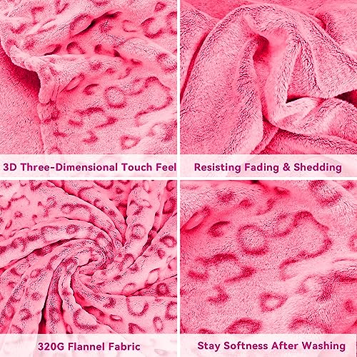 Queen Size Pink Leopard Print Blanket - Soft Microfiber Throw for Couch & Bed