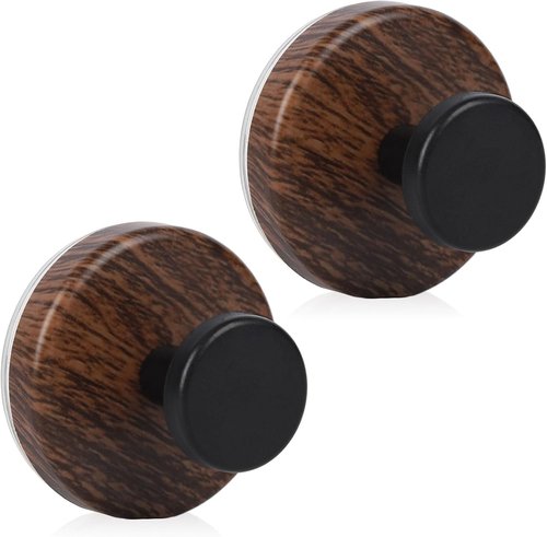 Heavy Duty Wreath Hanger by [Brand Name] - Versatile Suction Cup Hooks for Front Door & Windows | Walnut, 2-Pack