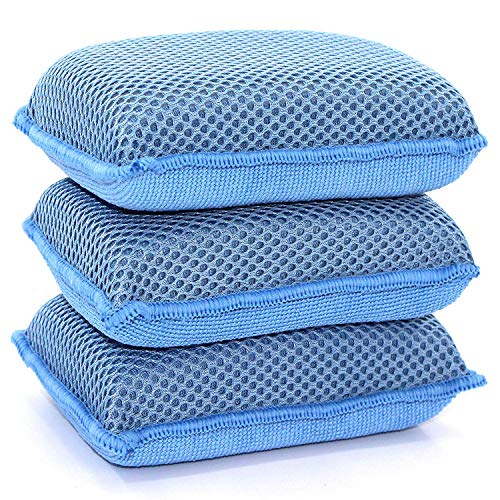 SCRUBIT Miracle Microfiber Kitchen Sponge - Heavy Duty Non-Scratch (Blue)