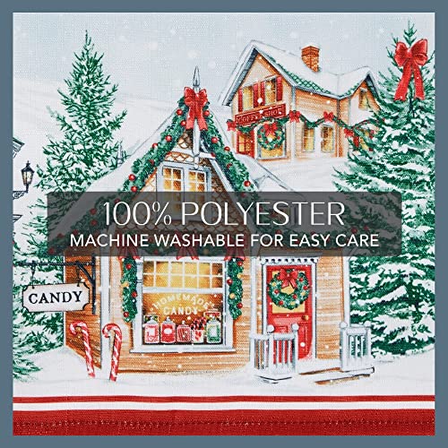 Threadmade Storybook Christmas Village Holiday Tablecloth 102" x 60" - Multicolor