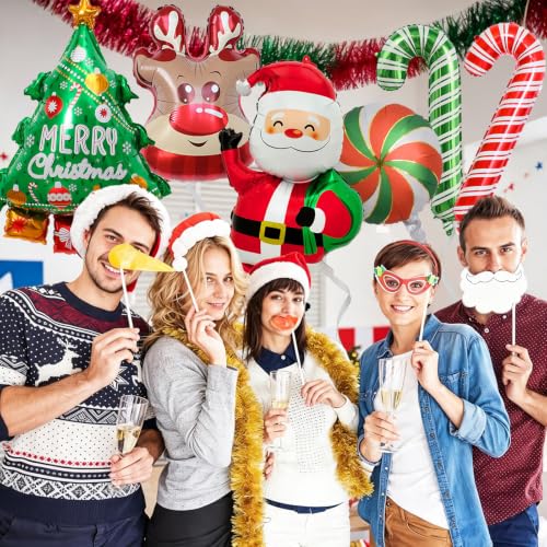Christmas Foil Balloons Set with Santa Reindeer Tree Candy Decorations