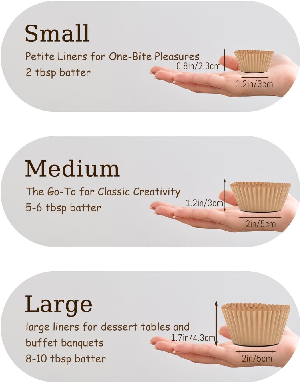 Qiqee Mini Cupcake Liners - 1000 Count Natural Food Grade Baking Cups | Odor-Free Small Size