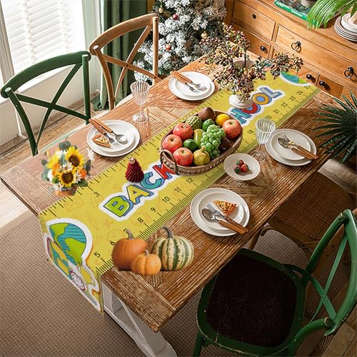 Back to School Table Runner 13x72 Inches | Durable Polyester Decor