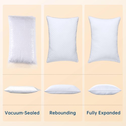 JOLLYVOGUE Pillows Queen Size Set of 2, Oeko-Tex Certified Bed Pillows for Side, Back, and Stomach Sleepers - Medium Support Down Alternative Filling, Machine-Washable