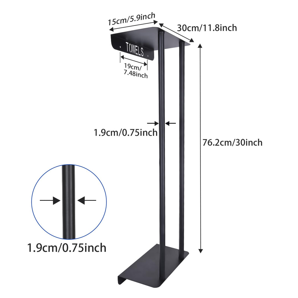 Bathroom Towel Storage Rack,30 Inch Towel Racks for Bathroom Wall Mounted with Shelf Can Holds 8 Large Towels, Metal Wall Towel Rack for Rolled Towels,Folded Towels (Black)