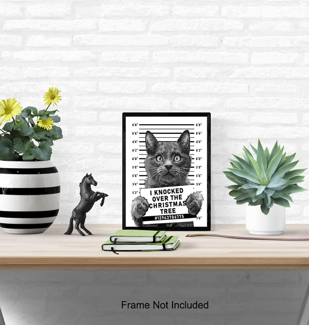 Skiennix Cat Christmas Tree Wall Art | Cute Holiday Decoration for Cat Lovers | 8x10 Unframed Print
