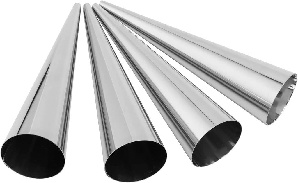 Skiennix Cream Horn Forms - 40 PCS Stainless Steel Cannoli Tubes with Cleaning Brush | 1.4 x 5.5 Inch Silver