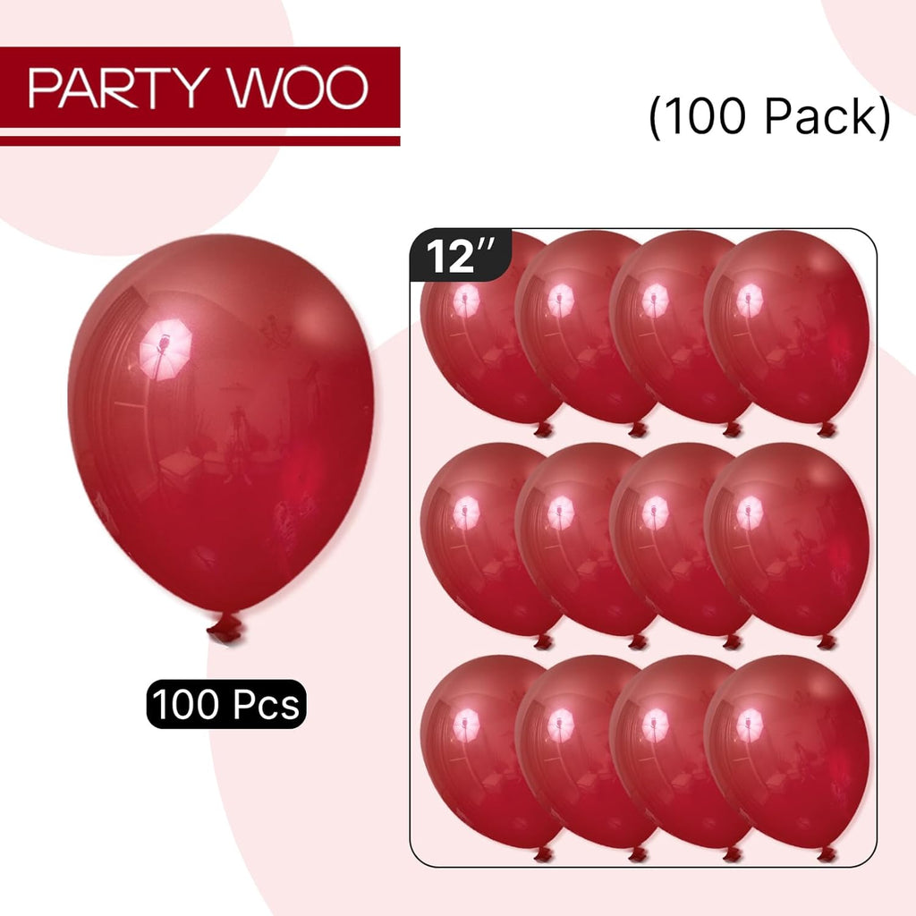 PartyWoo Burgundy Balloons - 100pcs 12 Inch Dark Chestnut Red for Graduation & Events