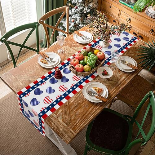4th of July Table Runner - Patriotic Memorial Day Decor, 13x72 inches