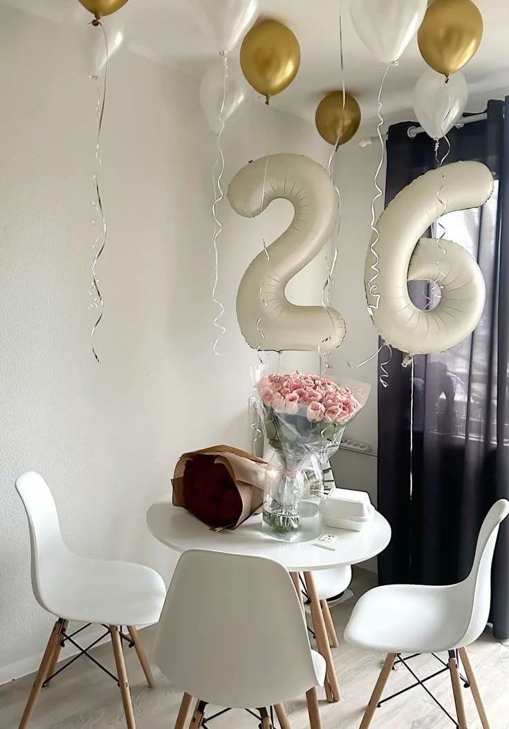 Skiennix 40-Inch Cream Balloon - Large Foil Number 16 for Sweet 16 Birthday & Wedding Decor