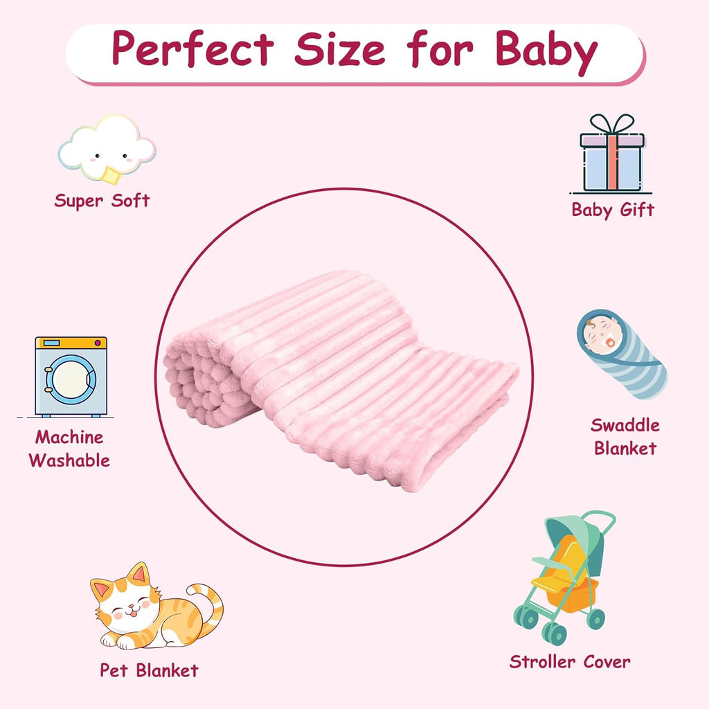 Skiennix Soft Fleece Baby Blanket - Ultra Cozy Lightweight Pink Blanket for Newborns | 30x40 Inch