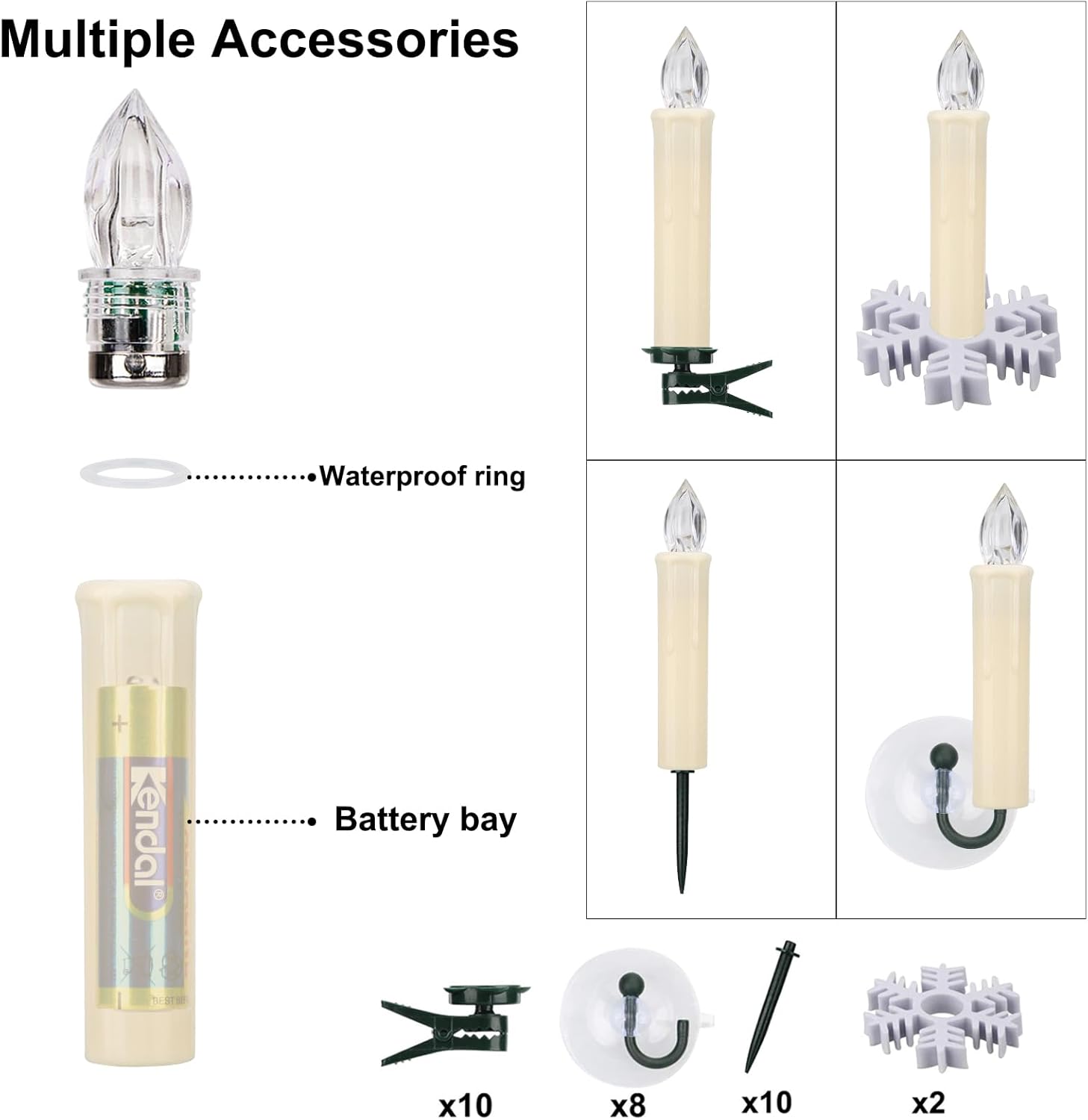 Skiennix 10 PCS LED Flameless Taper Candles - Battery Operated with Remote Timer | Perfect for Christmas & Weddings